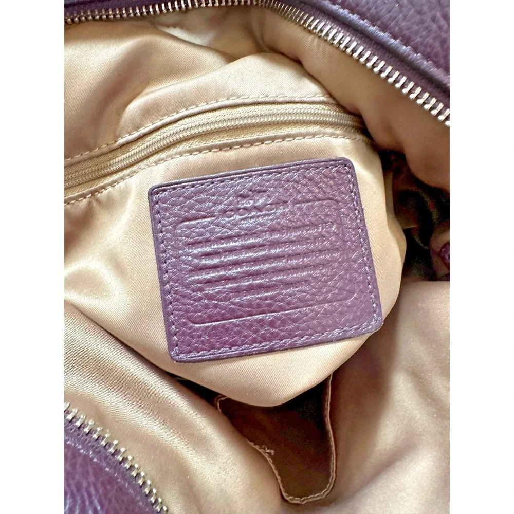 Coach Purse Purple Plum Pebbled Leather Crossbody Hobo Large F31323